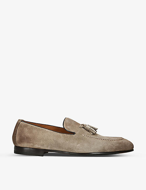 DOUCALS: Max Flexi tassel-embellished suede loafers