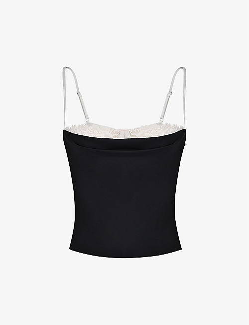 HOUSE OF CB: Eli lace-trim underwired satin top