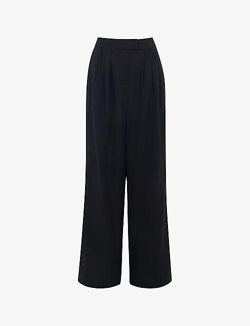 WHISTLES: Fran high-rise wide-leg recycled polyester-blend trousers