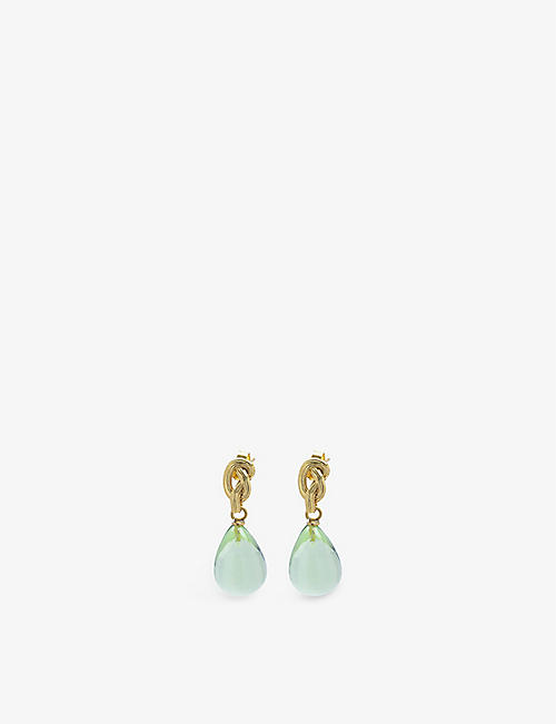 SHYLA: Synthea 22ct yellow gold-plated sterling-silver and glass earrings
