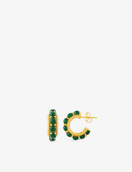 SHYLA: Rosalia 22ct yellow gold-plated sterling-silver and malachite earrings