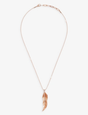 LA MAISON COUTURE: La Maison Couture x Tomasz Donocik Long Leaf rose-gold plated recycled sterling-silver and cubic zirconia pendant necklace