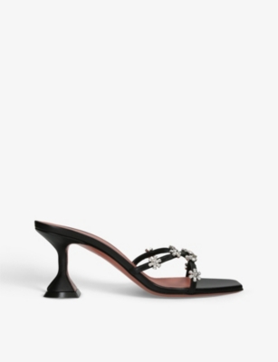AMINA MUADDI: Lily crystal-embellished leather heeled sandals