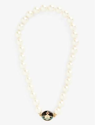 VIVIENNE WESTWOOD: Loelia brass and faux pearl necklace