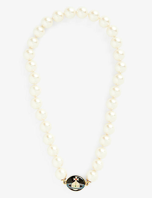 VIVIENNE WESTWOOD: Loelia brass and faux pearl necklace