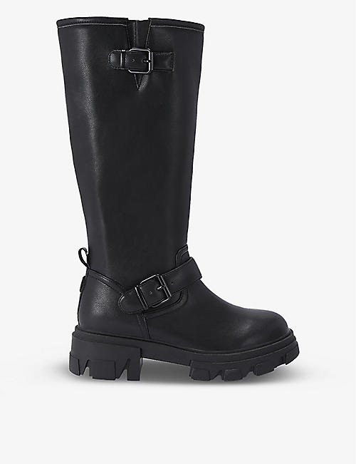 KG KURT GEIGER: Trekker faux-leather heeled knee-high boots