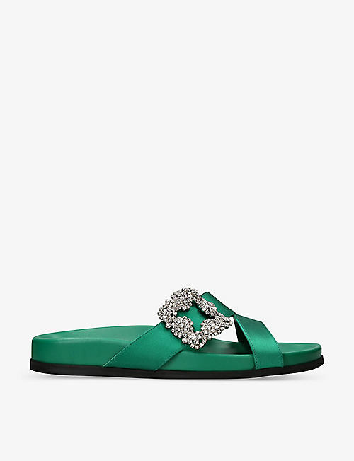 MANOLO BLAHNIK: Chilanghi crystal-embellished satin sandals