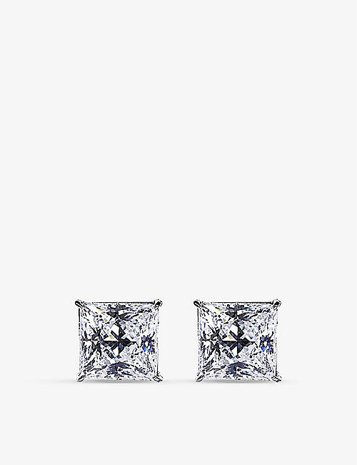 CARAT LONDON: Chester 9ct white-gold with 0.50ct cubic zirconia stud earrings