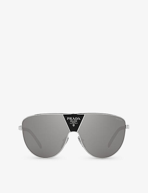 PRADA: PR 69ZS shield-frame metal sunglasses