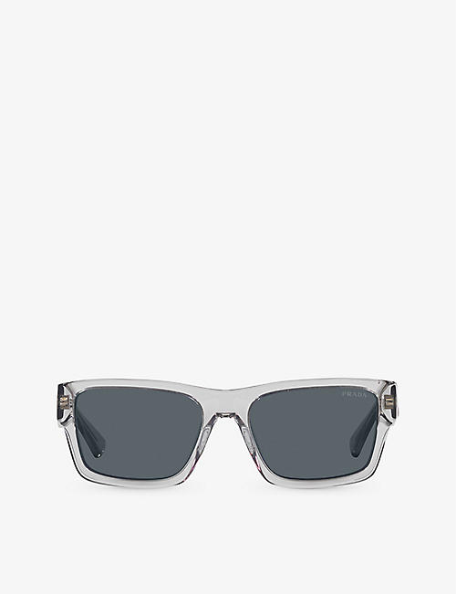 PRADA: PR 25ZS rectangle-frame transparent acetate sunglasses