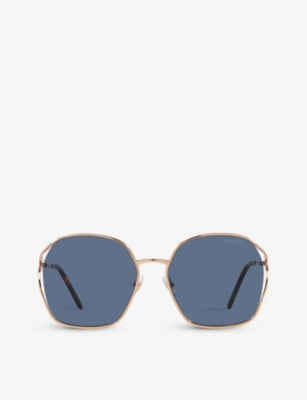 MIU MIU: MU 52WS square-frame metal sunglasses