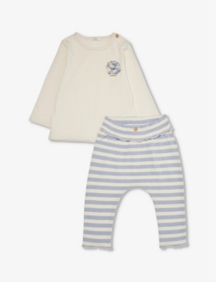BENETTON: Stripe-print two-piece cotton-jersey set 1-18 months