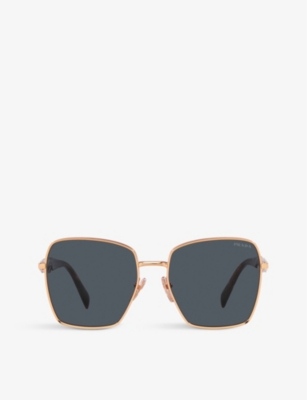 PRADA: PR 64ZS square-frame metal sunglasses