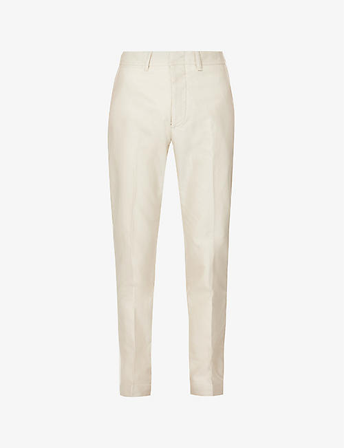 TOM FORD: Compact belt-loop regular-fit tapered-leg cotton chino trousers
