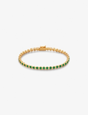 MONICA VINADER: Essential recycled 18ct yellow gold plated-vermeil recycled sterling-silver and onyx tennis bracelet