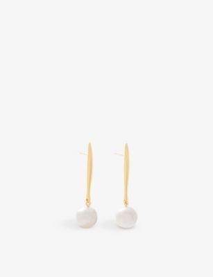 MONICA VINADER: Nura recycled 18ct yellow gold-plated vermeil sterling-silver and drop pearl earrings
