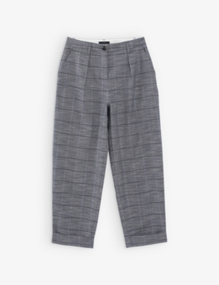 IKKS: Checked wide-leg stretch-woven trousers