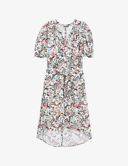 IKKS: Paisley-print woven midi dress