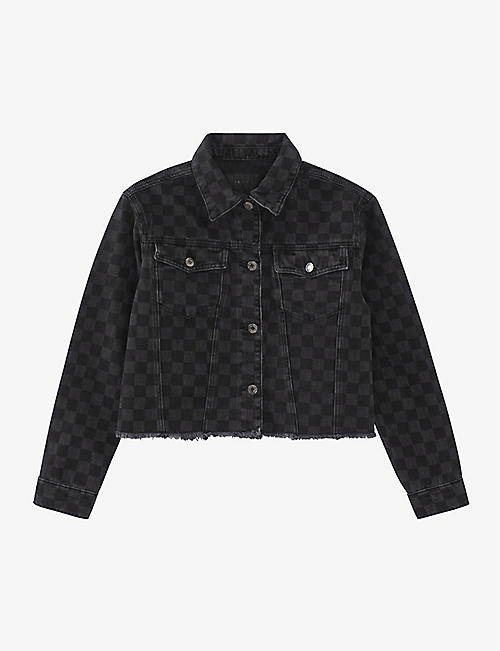 IKKS: Checkerboard-print denim jacket