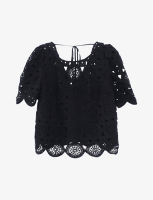 IKKS: Crochet-pattern cotton top