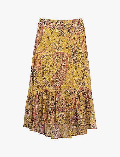 IKKS: Paisley-print stretch-woven maxi skirt