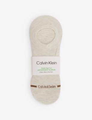 CALVIN KLEIN: Logo-print pack of two stretch woven-blend socks