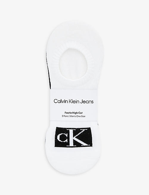 CALVIN KLEIN: Brand-print high-cut pack of two stretch-cotton blend socks