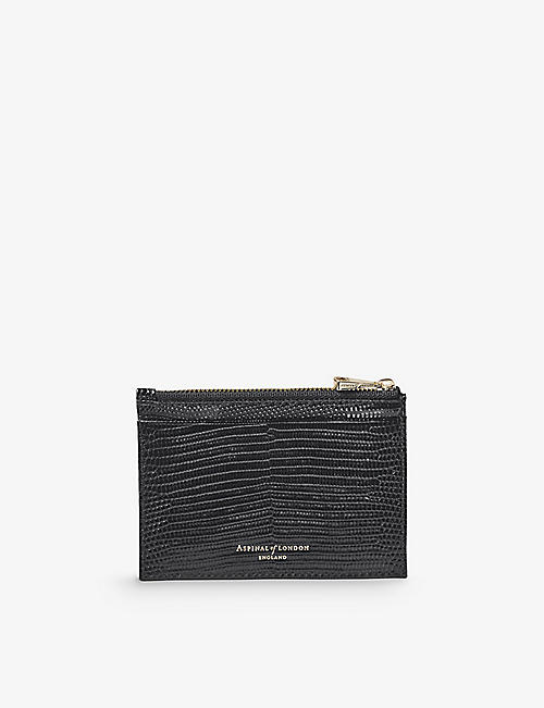 ASPINAL OF LONDON: Logo-print zipped grained-leather card holder