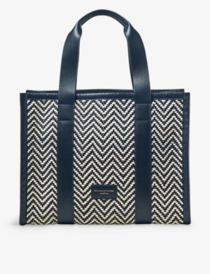 ASPINAL OF LONDON: Henley small chevron-woven leather tote bag