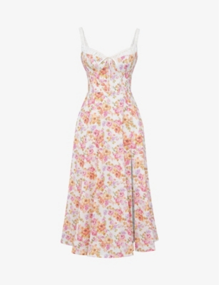 HOUSE OF CB: Sabrina floral-print cotton-blend midi dress