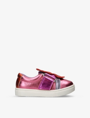 SOPHIA WEBSTER: Butterfly metallic leather low-top trainers 3-9 years