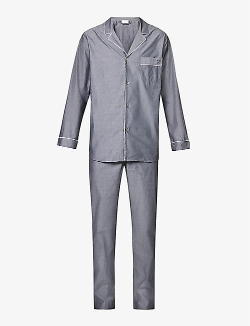 ZIMMERLI: Long-sleeved relaxed-fit cotton pyjama set