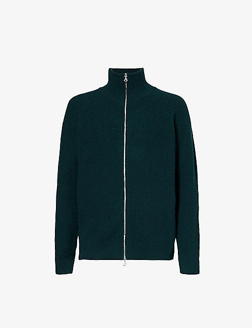 JOHN SMEDLEY: High-neck zipped recycled-cashmere and wool jacket