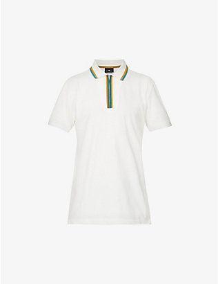 PS BY PAUL SMITH: Regular-fit strip-trim stretch-organic cotton polo shirt