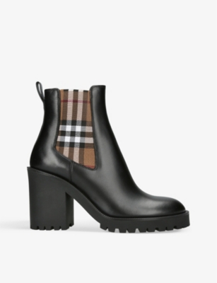 BURBERRY: Allostock Vintage check-detail leather-blend boots