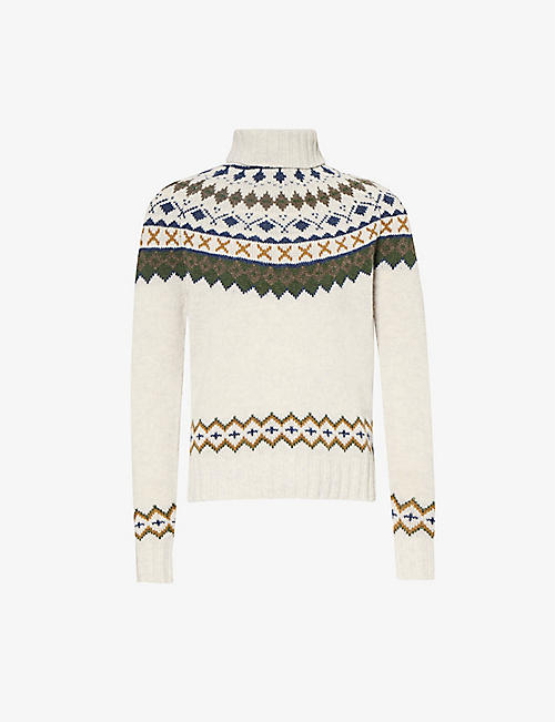 BARBOUR: Roose contrast-pattern wool jumper