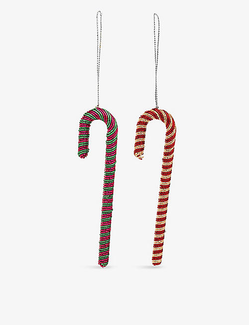 ANNA + NINA: Candy Stick woven Christmas decoration set of two