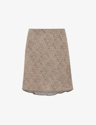 WHISTLES: Dashed leopard-print woven mini skirt