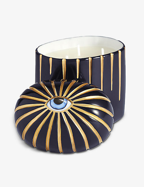 LOBJET: Lito bold-eye 3-wick 24k-gold porcelain scented candle