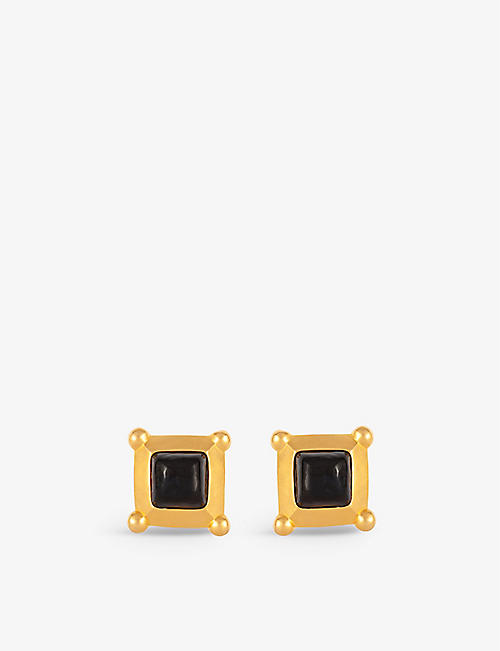 SUSAN CAPLAN: Pre-loved Karl Lagerfeld 24ct yellow gold-plated metal and resin earrings