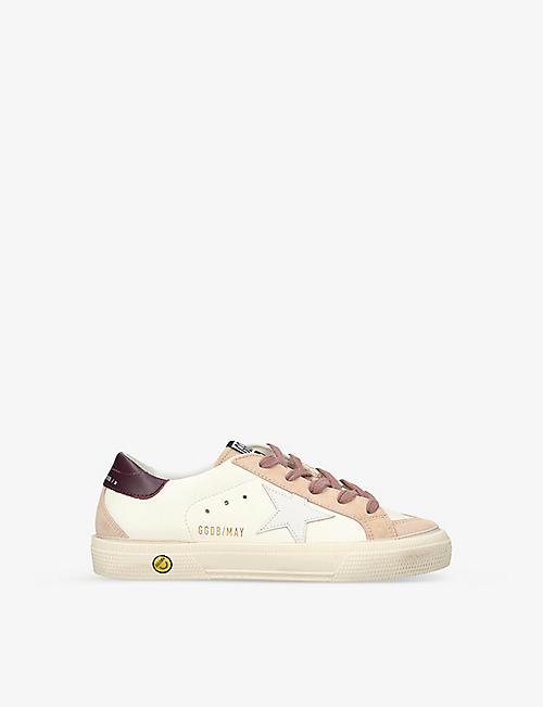 GOLDEN GOOSE: May star-patch leather low-top trainers 6-9 years