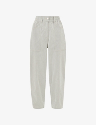 WHISTLES: Tessa striped tapered mid-rise stretch-cotton trousers