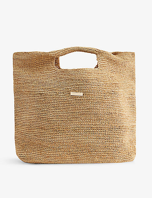 MONDAY SWIMWEAR: Paloma large raffia top-handle bag