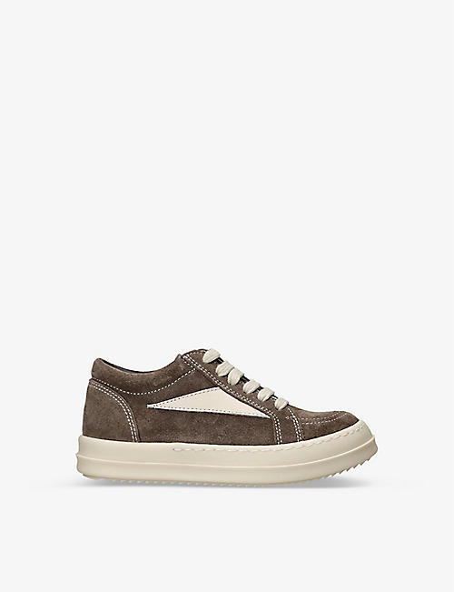 RICK OWENS: Vintage contrast-stitch suede low-top trainers 3-9 years