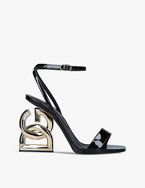 DOLCE & GABBANA: Block-logo leather heeled sandals