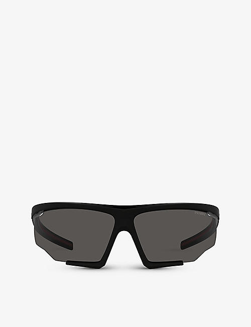 PRADA LINEA ROSSA: PS 07YS irregular-frame tinted-lens nylon sunglasses