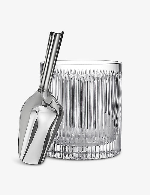 WATERFORD: Aras Short Stories crystal ice bucket with scoop 15cm
