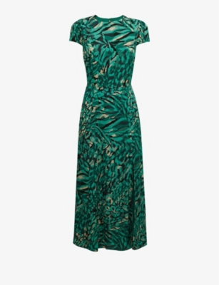 REISS Livia Abstract Print Woven Midi Dress Selfridges