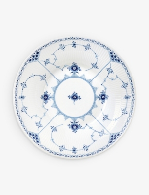 ROYAL COPENHAGEN: Blue Fluted Half Lace porcelain deep plate 24cm