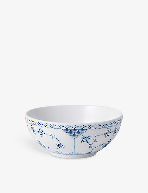 ROYAL COPENHAGEN: Blue Fluted Half Lace deep porcelain bowl 14.4cm